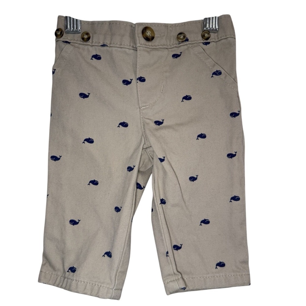 Just One You Made by Carter's Baby Boys Khaki Whale Print Dress Pant Sz 3 Months